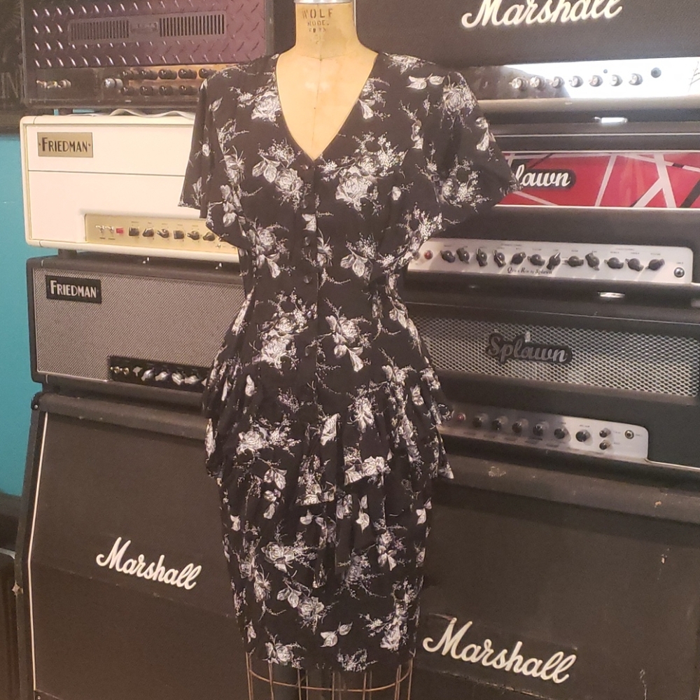 80s Tiered Ruffled Dress Sz 7-8 Vintage